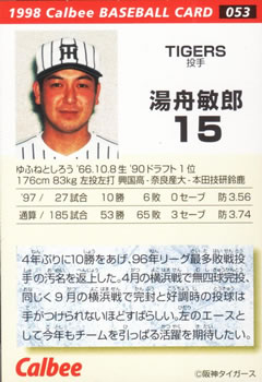 1998 Calbee #053 Toshiro Yufune Back