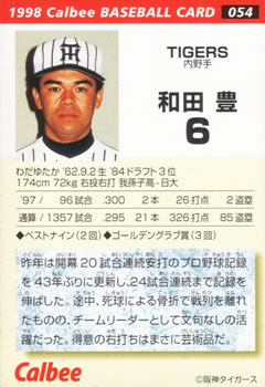 1998 Calbee #054 Yutaka Wada Back