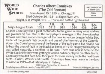 1987 Conlon World Wide Sports Series 2 #26 Charles Comiskey Back