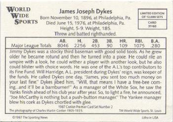 1987 Conlon World Wide Sports Series 2 #37 Jimmie Dykes Back
