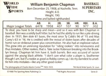 1988 Conlon World Wide Sports Series 3 #NNO Ben Chapman Back