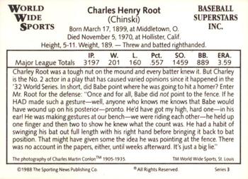 1988 Conlon World Wide Sports Series 3 #NNO Charlie Root Back