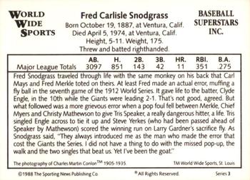 1988 Conlon World Wide Sports Series 3 #NNO Fred Snodgrass Back