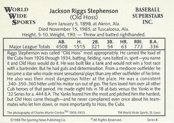 1988 Conlon World Wide Sports Series 4 #NNO Riggs Stephenson Back