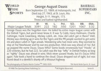 1988 Conlon World Wide Sports Series 5 #NNO George Dauss Back