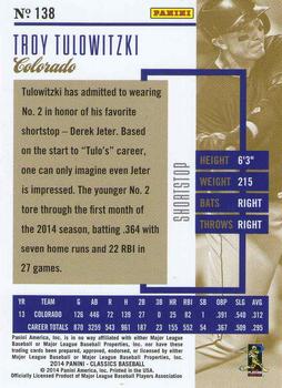 2014 Panini Classics #138 Troy Tulowitzki Back