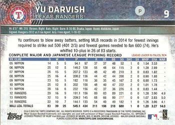 2015 Topps Opening Day #9 Yu Darvish Back