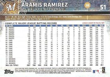 2015 Topps Opening Day #51 Aramis Ramirez Back