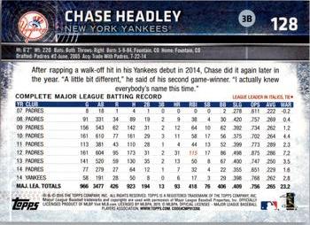 2015 Topps Opening Day #128 Chase Headley Back