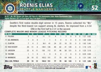 2015 Topps Opening Day #52 Roenis Elias Back