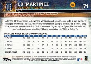2015 Topps Opening Day #71 J.D. Martinez Back
