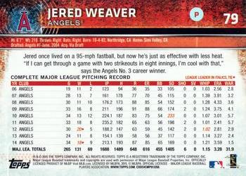 2015 Topps Opening Day #79 Jered Weaver Back