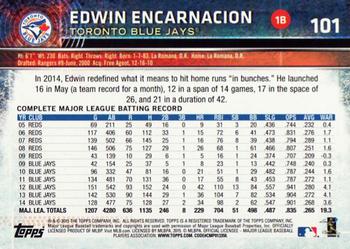 2015 Topps Opening Day #101 Edwin Encarnacion Back