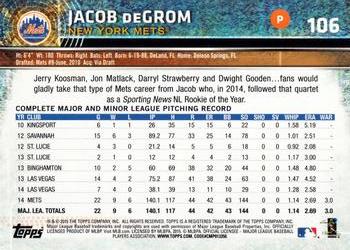 2015 Topps Opening Day #106 Jacob deGrom Back