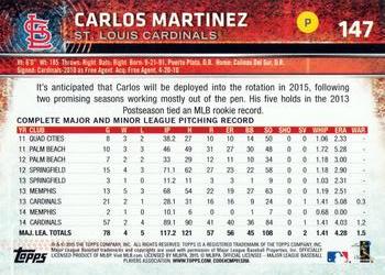 2015 Topps Opening Day #147 Carlos Martinez Back
