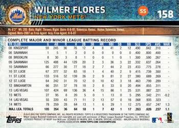 2015 Topps Opening Day #158 Wilmer Flores Back