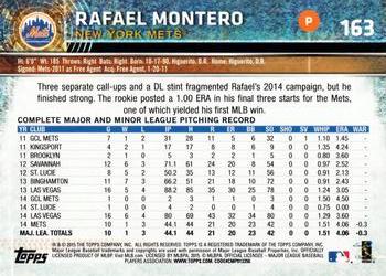 2015 Topps Opening Day #163 Rafael Montero Back