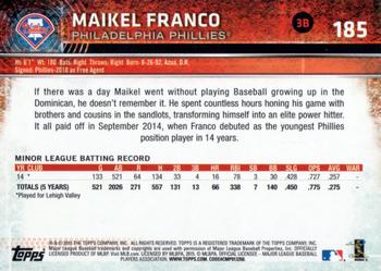2015 Topps Opening Day #185 Maikel Franco Back