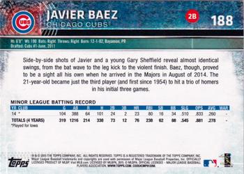 2015 Topps Opening Day #188 Javier Baez Back