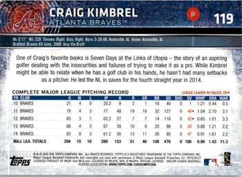 2015 Topps Opening Day #119 Craig Kimbrel Back