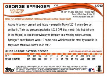 2014 Topps Update - Red Foil #US-10 George Springer Back