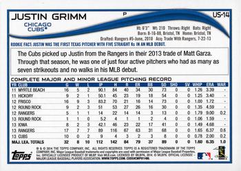 2014 Topps Update - Red Foil #US-14 Justin Grimm Back