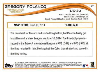 2014 Topps Update - Red Foil #US-20 Gregory Polanco Back