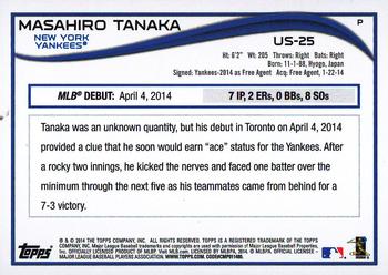 2014 Topps Update - Red Foil #US-25 Masahiro Tanaka Back