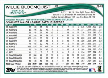 2014 Topps Update - Red Foil #US-49 Willie Bloomquist Back