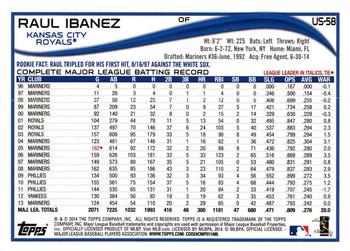 2014 Topps Update - Red Foil #US-58 Raul Ibanez Back