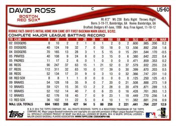 2014 Topps Update - Red Foil #US-60 David Ross Back