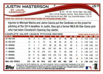 2014 Topps Update - Red Foil #US-71 Justin Masterson Back