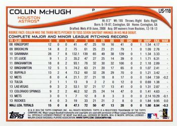 2014 Topps Update - Red Foil #US-118 Collin McHugh Back