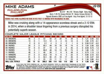 2014 Topps Update - Red Foil #US-129 Mike Adams Back