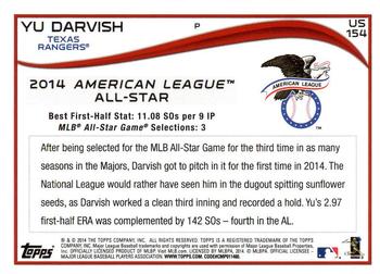 2014 Topps Update - Red Foil #US-154 Yu Darvish Back