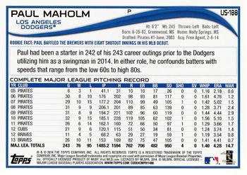 2014 Topps Update - Red Foil #US-188 Paul Maholm Back