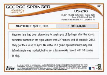 2014 Topps Update - Red Foil #US-210 George Springer Back
