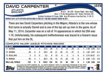 2014 Topps Update - Red Foil #US-218 David Carpenter Back