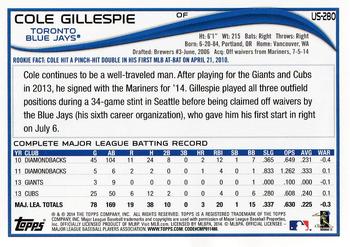2014 Topps Update - Red Foil #US-280 Cole Gillespie Back