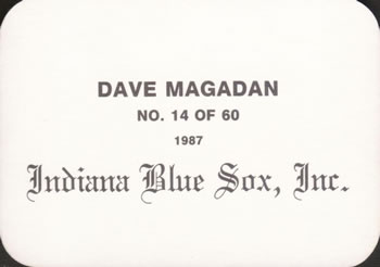 1987 Indiana Blue Sox (unlicensed) #14 Dave Magadan Back