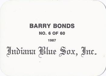 1987 Indiana Blue Sox (unlicensed) #6 Barry Bonds Back