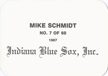 1987 Indiana Blue Sox (unlicensed) #7 Mike Schmidt Back