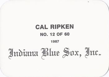 1987 Indiana Blue Sox (unlicensed) #12 Cal Ripken Jr. Back