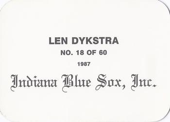 1987 Indiana Blue Sox (unlicensed) #18 Lenny Dykstra Back