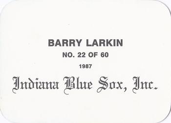 1987 Indiana Blue Sox (unlicensed) #22 Barry Larkin Back