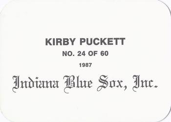 1987 Indiana Blue Sox (unlicensed) #24 Kirby Puckett Back