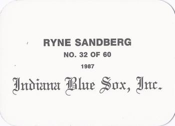 1987 Indiana Blue Sox (unlicensed) #32 Ryne Sandberg Back