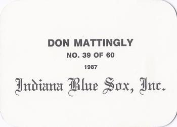 1987 Indiana Blue Sox (unlicensed) #39 Don Mattingly Back