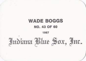 1987 Indiana Blue Sox (unlicensed) #43 Wade Boggs Back