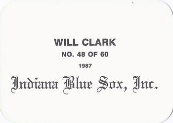 1987 Indiana Blue Sox (unlicensed) #48 Will Clark Back